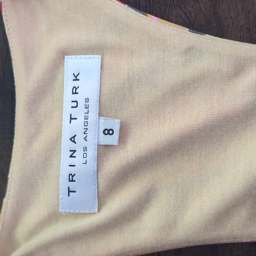 Trina Turk Silk Racerback Retro Tank Blouse Sz 8 - Picture 6 of 9